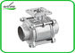 Three Piece Sanitary Ball Valves Stainless Steel 304 Or 316L With High Mounting Pad