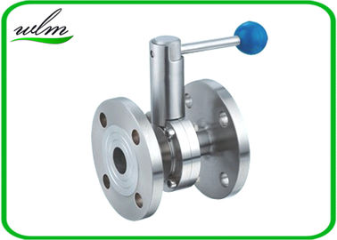 High Performance Hygienic Butterfly Valves , Flanged Butterfly Valve Pull Rod Handle