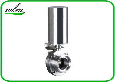 Pneumatic Male Threaded Sanitary Butterfly Valve With Stainless Steel Actuator